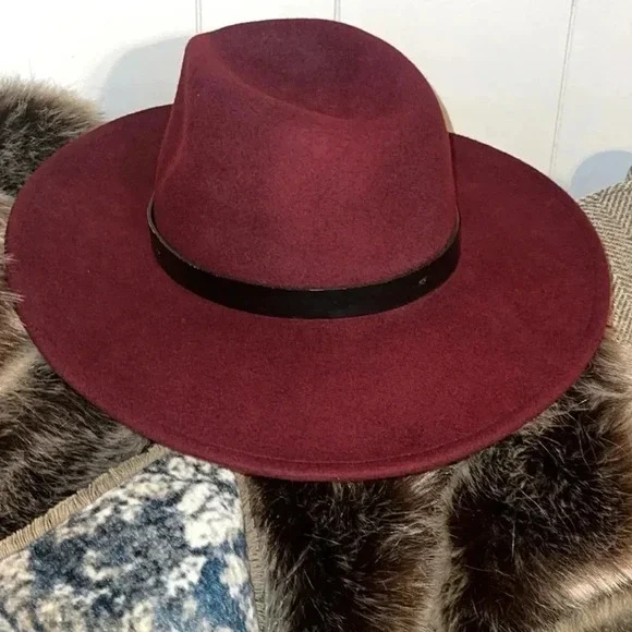 ALL SAINTS Designer Women’s Wool Logo Rivet Lux Fedora Wide Brim Hat - Picture 10 of 15